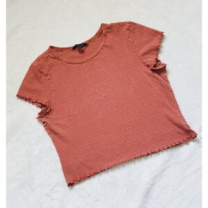 American Eagle amber/auburn smocked crop top